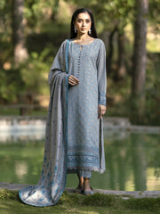 Unstitched Grey Embroidered Twill Marina 3 Piece - EWU24V14-30215-3P