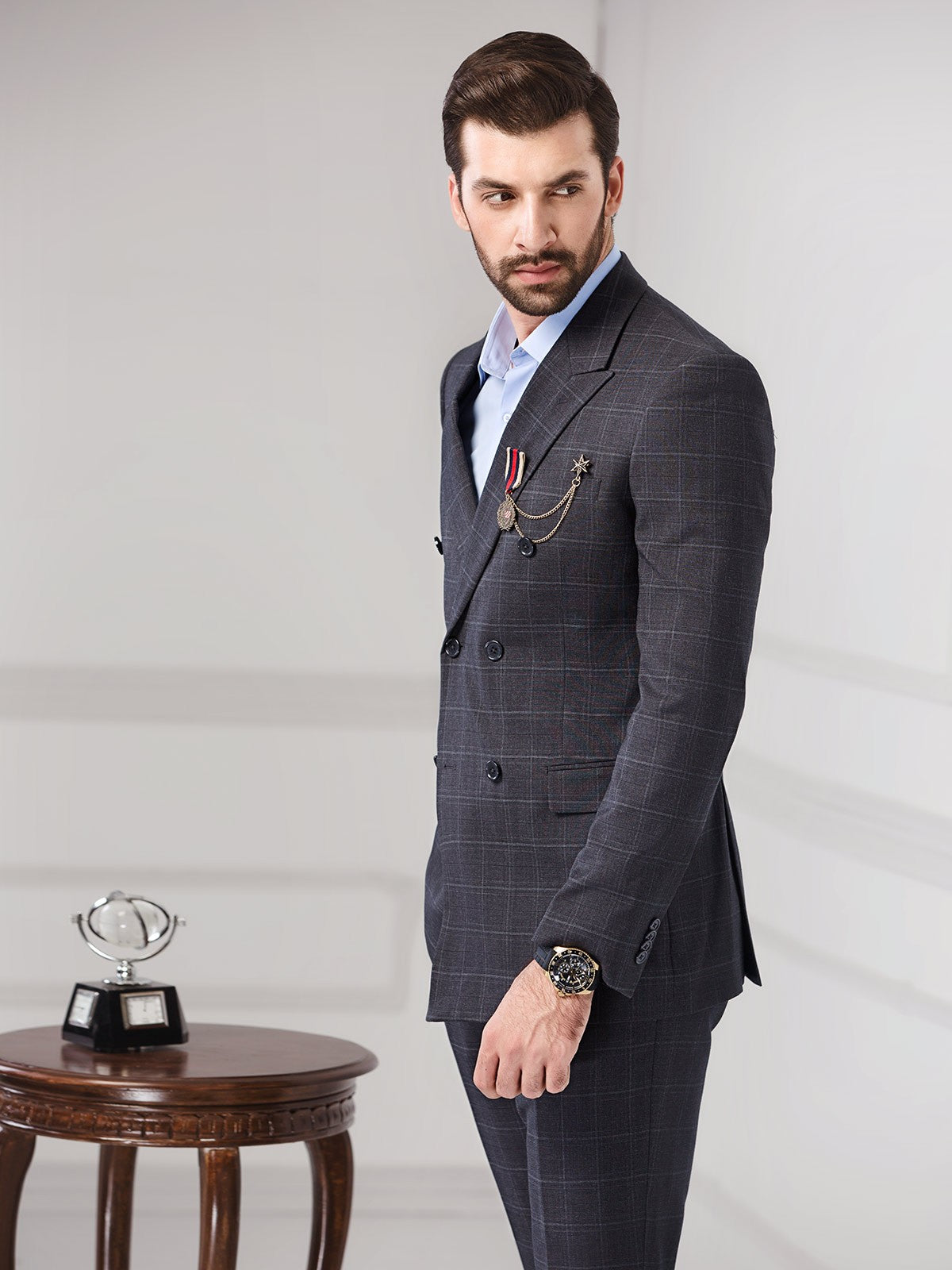 edenrobe Double Breasted Suit EMTSB17SF-8078 – edenrobe Pakistan