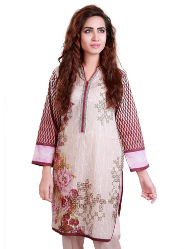 Pret 1Pc Printed Brown Shirt - ELTKP17-66140