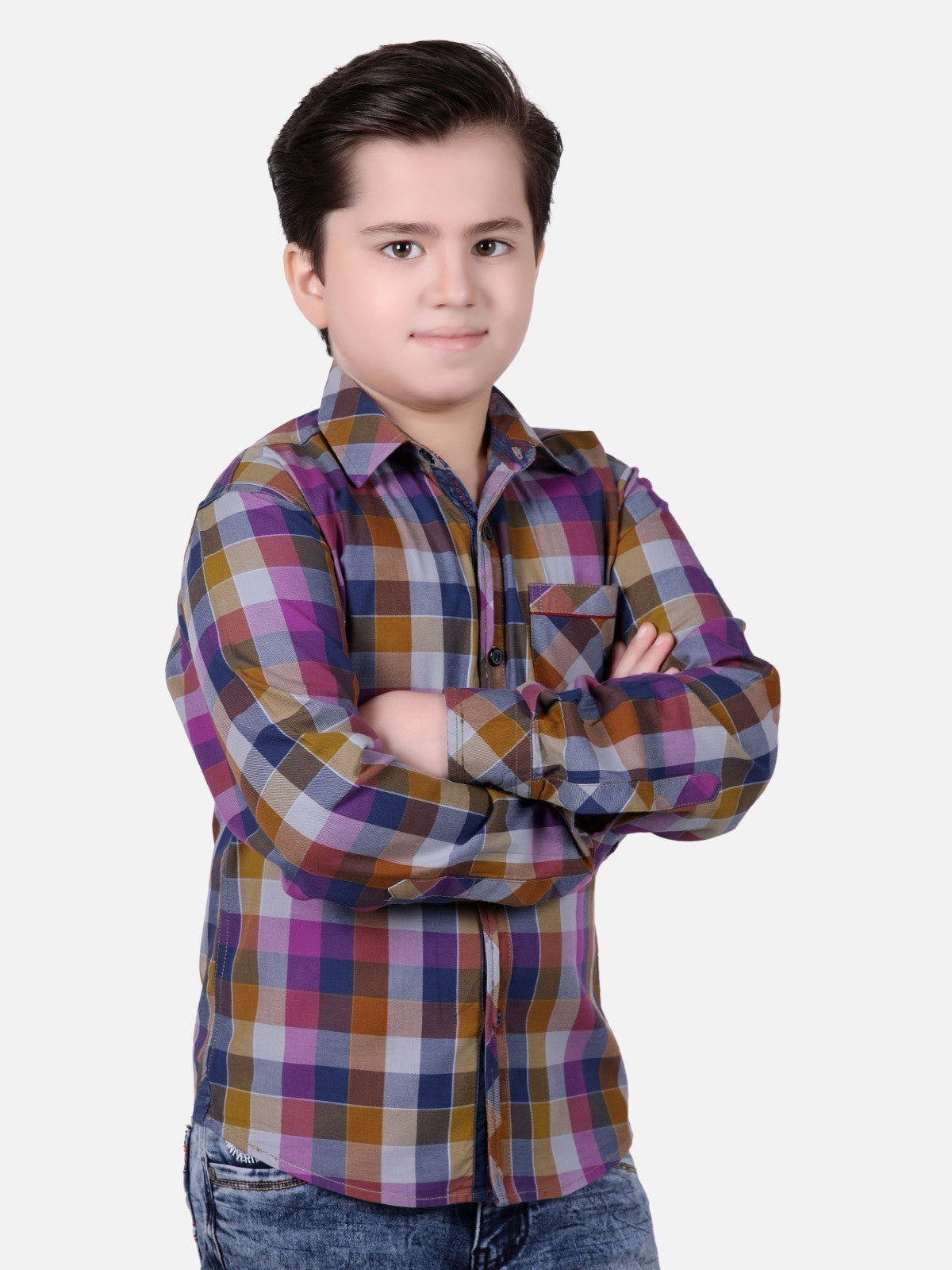 edenrobe Boy's Olive Green Shirt EBTS1827198 edenrobe Pakistan