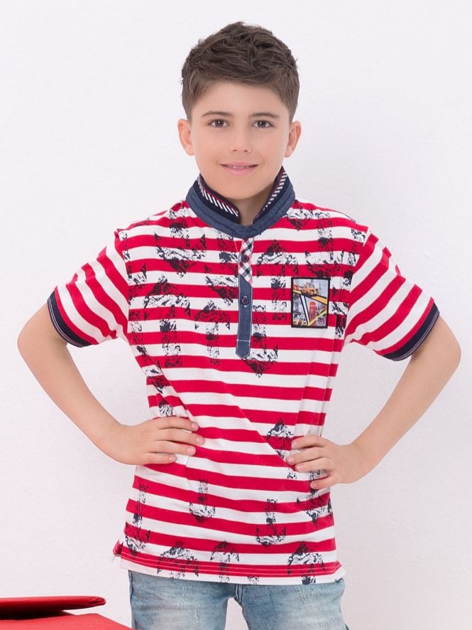Boy's Red & White T-Shirt - EBTTS18-2419