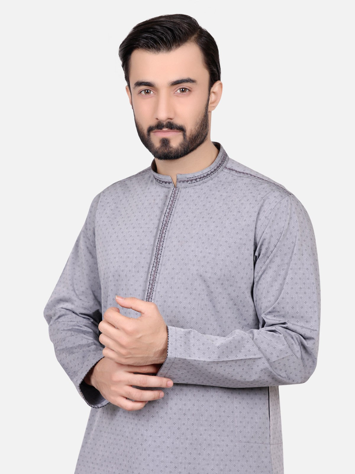 Men's Grey Kurta - EMTK18S-9508