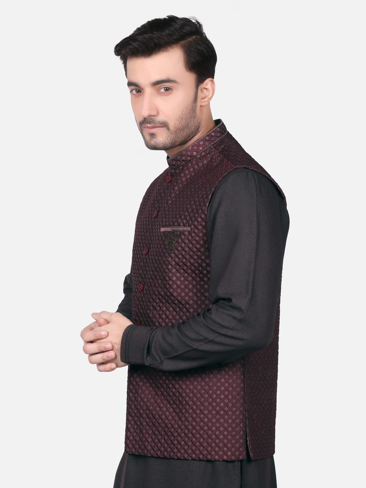 edenrobe Men's Burgundy Waist Coat Ceremonial - EMTWCC18-043 – edenrobe ...