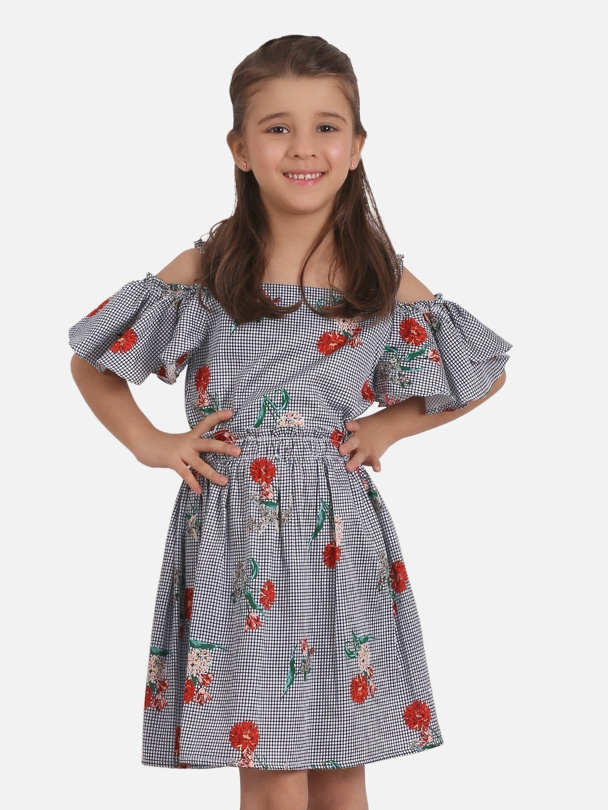 Girl's Blue Check Frock - EGTFW19S-215