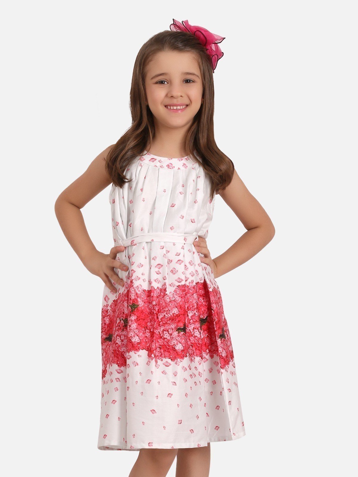 Girl's White Pink Frock - EGTFW19S-227