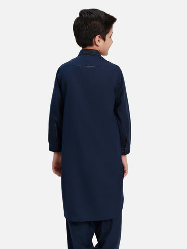 Boy's Navy Blue Kurta Shalwar - EBTKS20-3680