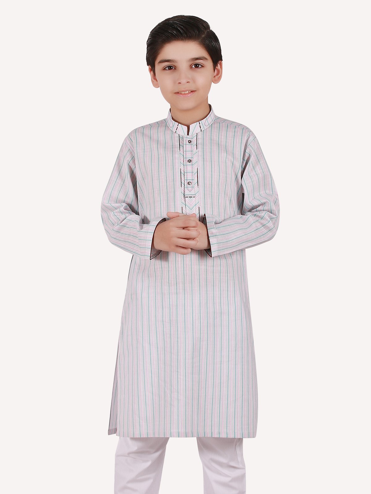 Boy's White Multi Kurta - EBTK20-3664