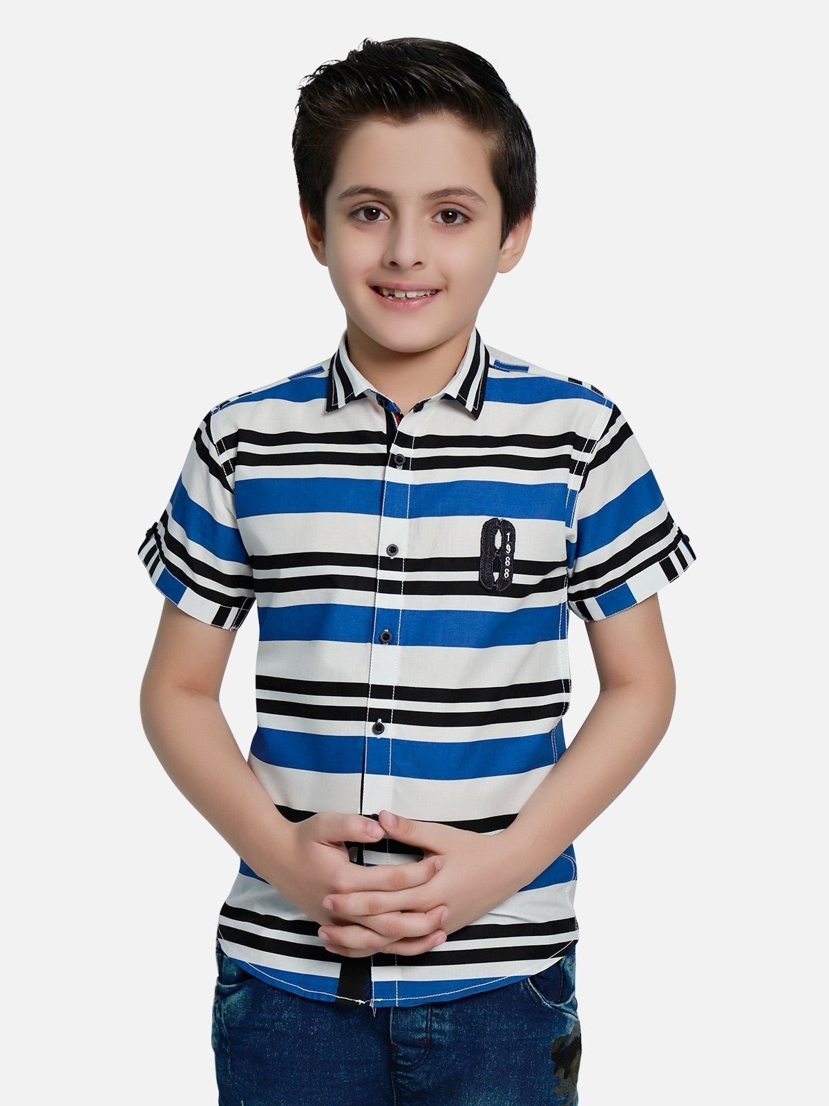 Boy's White & Blue Shirt - EBTS20-27273