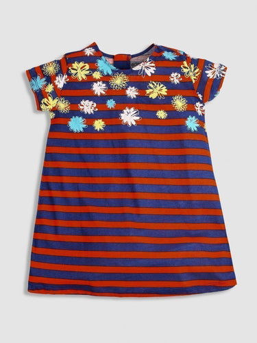 Girl's Red & Blue Frock - EGTFK20S-001