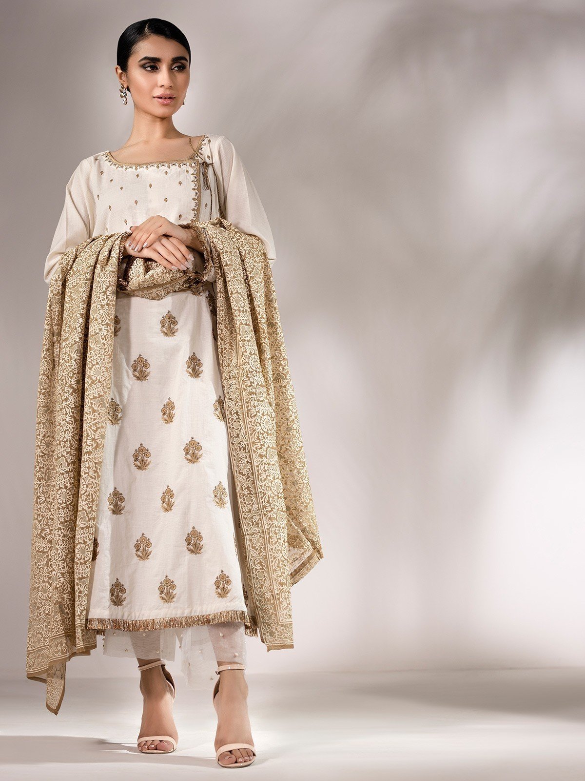 Pret 2Pc Embroidered Jacquard Shirt Dupatta - EWTKE20-67134 (2PC-D)