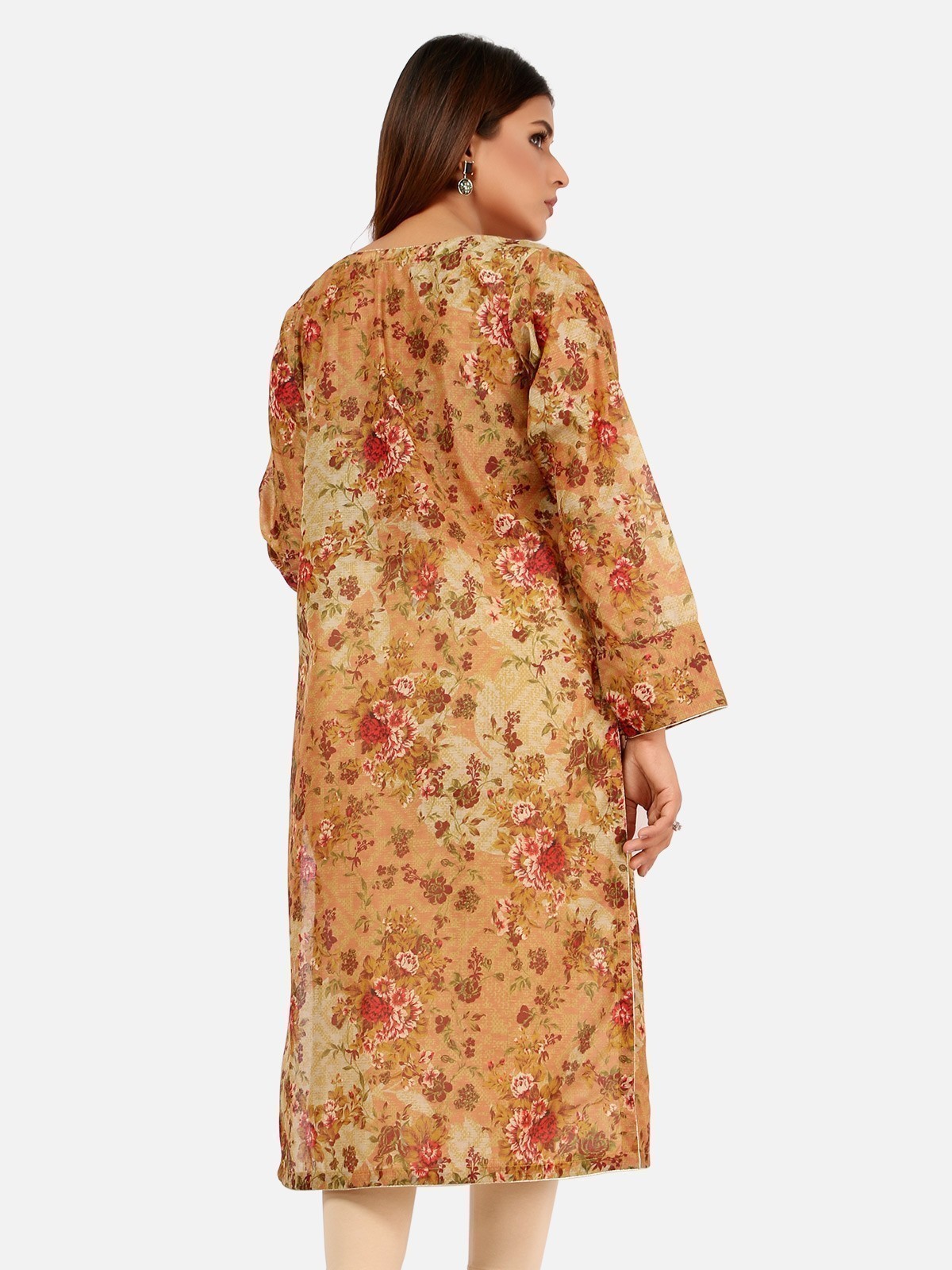 EWTKE20-67149-Lawn Kurti - Brown