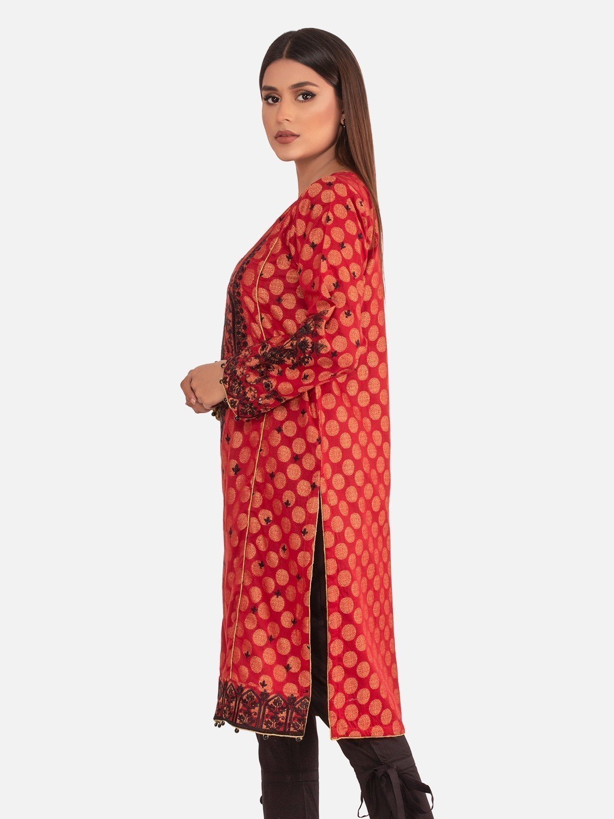EWTKE20-67152 - Jacquard Kurti - Rust