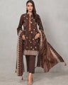 EWU20A10-20297 Unstitched Brown Printed Khaddar 3 Piece