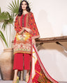 EWU20V7-20141 Unstitched Red Embroidered Cambric 3 Piece