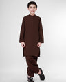 Boy's Dark Brown Kurta Shalwar - EBTKS21-3758