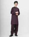Boy's Plum Kurta Shalwar - EBTKS21-3759