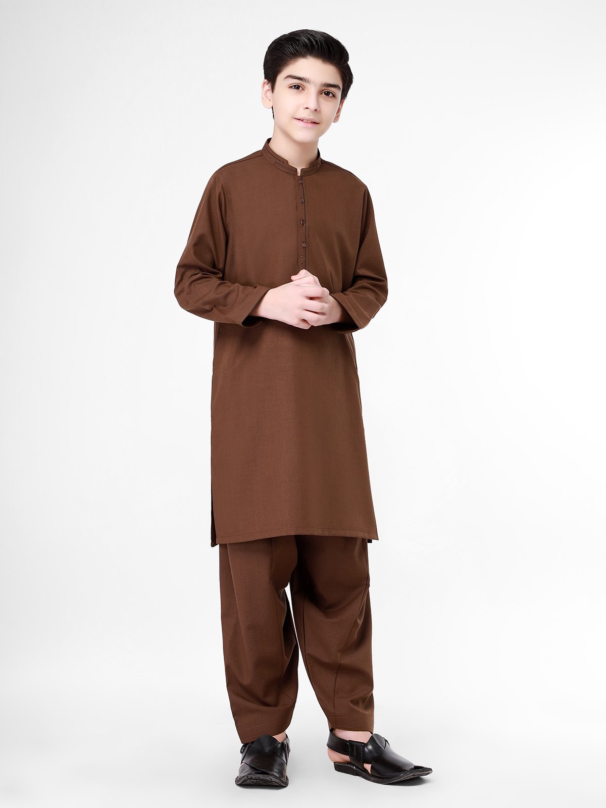 Boy's Brown Kurta Shalwar - EBTKS21-3771