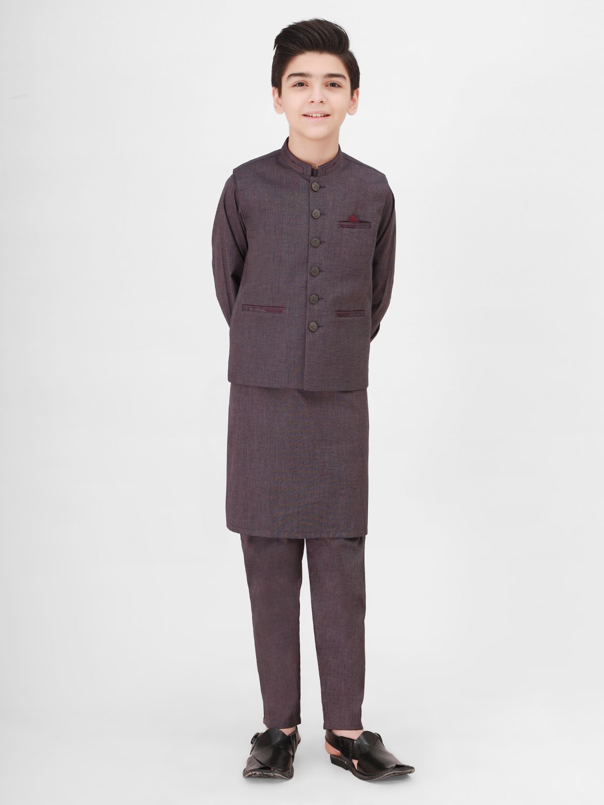 Boy's Purple Waist Coat Suit - EBTWCS21-25151