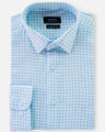 Men's White & Blue Checkered Shirt - EMTSB21-033