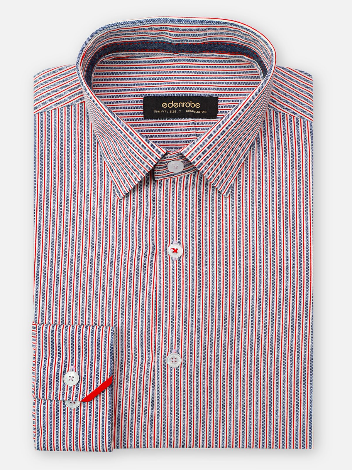 Men's Blue & Red Striped Shirt - EMTSUC21-137