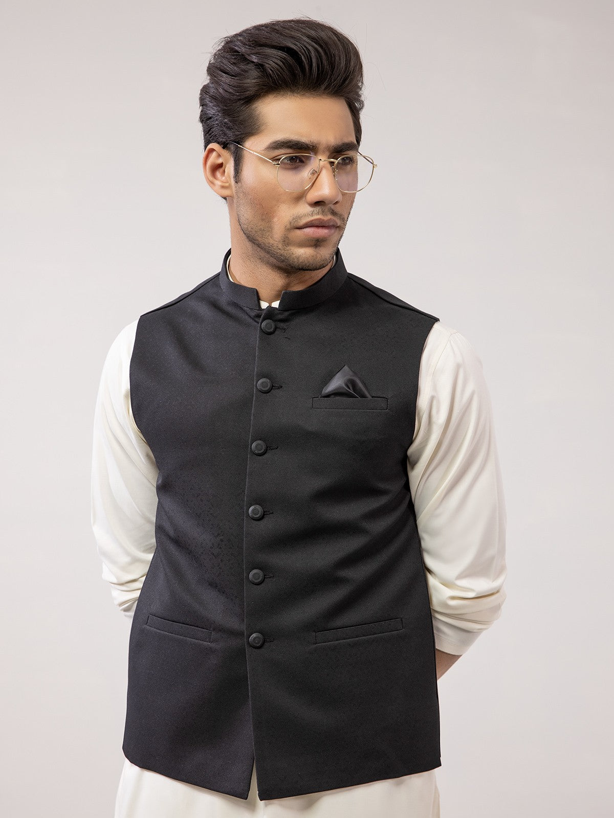 edenrobe Men's Black Waist Coat - EMTWC21-35730 – edenrobe Pakistan