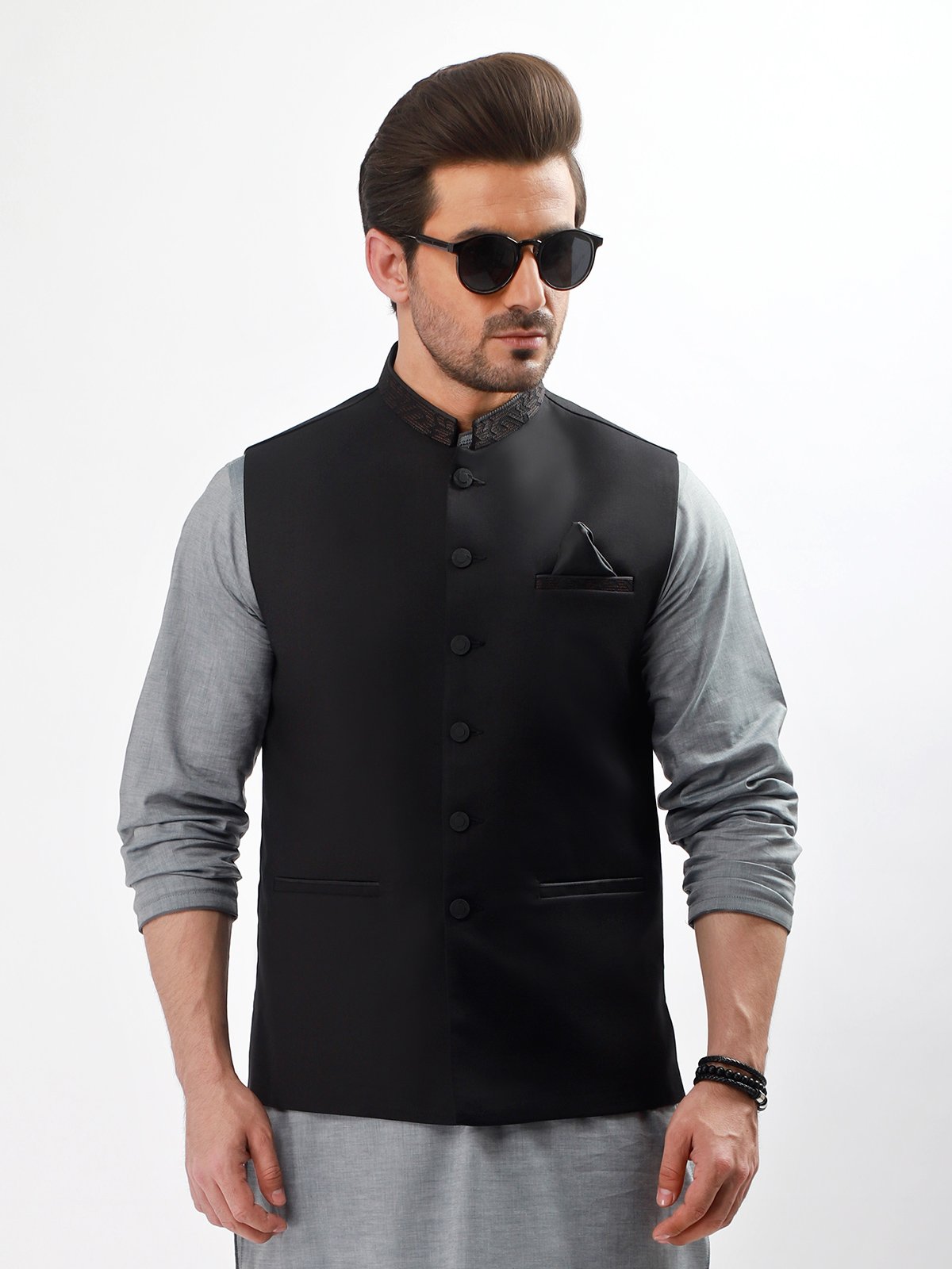 edenrobe Men's Black Waist Coat - EMTWC21-35747 – edenrobe Pakistan