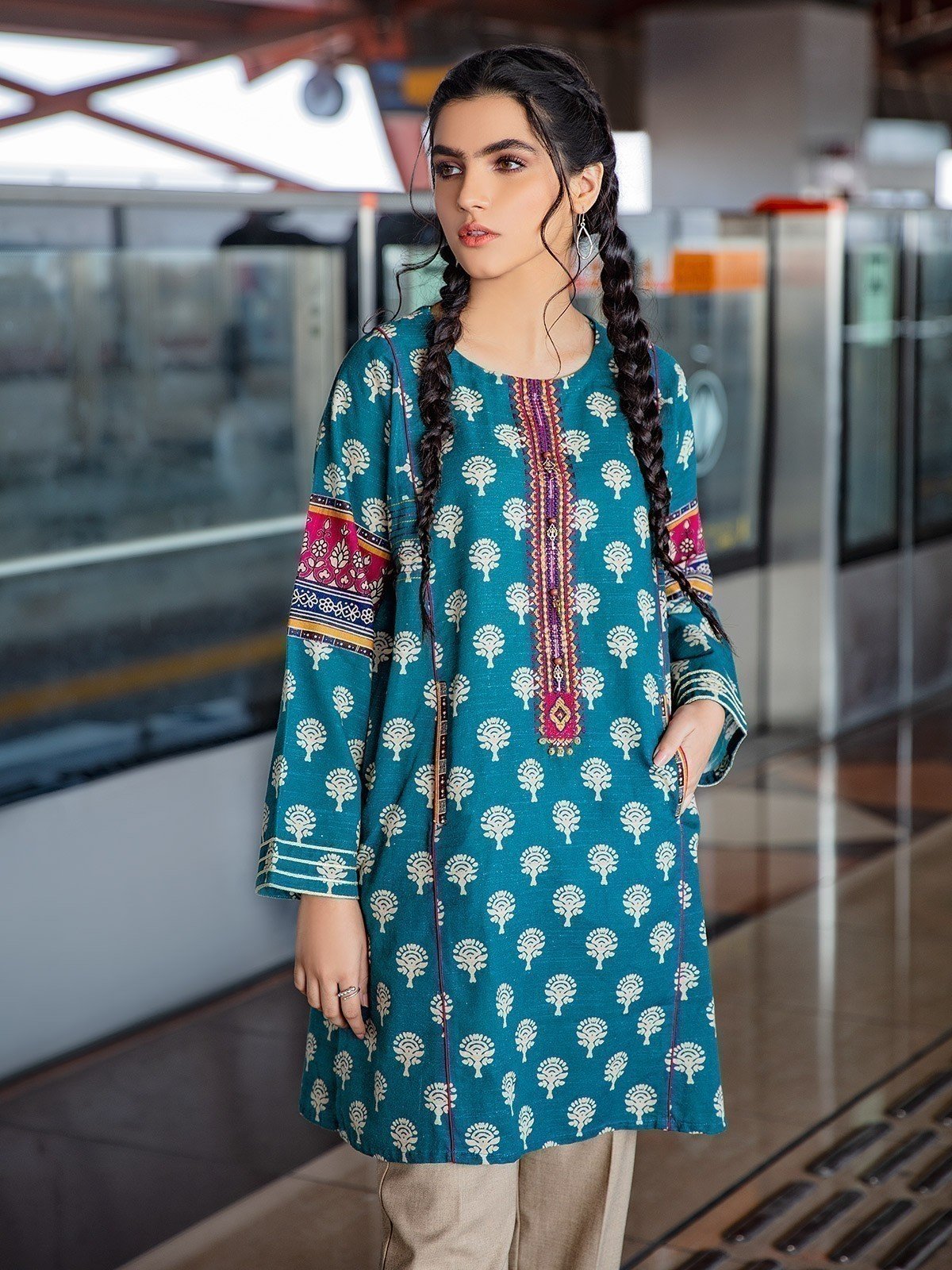 Pret 2Pc Embroidered Khaddar Shirt Trouser - EWTKE21-67362 (2-PCS)