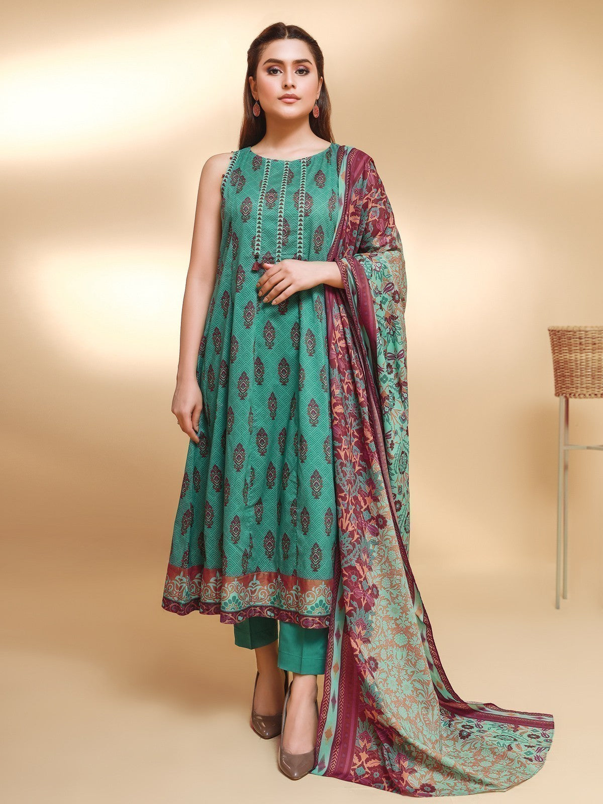 edenrobe Women's Green Unstitched 3PC Cambric - EWU21A7-21203 ...