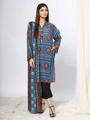 EWU21A7-21257 Unstitched Blue Printed Cambric 2 Piece