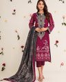 EWU21V2-20418 Unstitched Maroon Embroidered Lawn 3 Piece