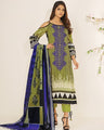 EWU21V2-20432 Unstitched Olive Embroidered Lawn 3 Piece