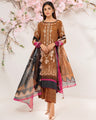 EWU21V2-20461 Unstitched Brown Embroidered Lawn 3 Piece