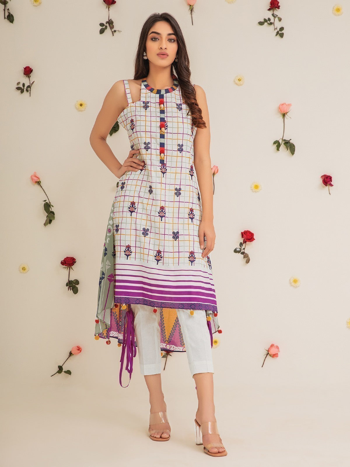 EWU21V2-20525 Unstitched White Embroidered Lawn 1 Piece