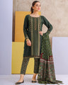 EWU21V8-21634 Unstitched Green Embroidered Khaddar 3 Piece