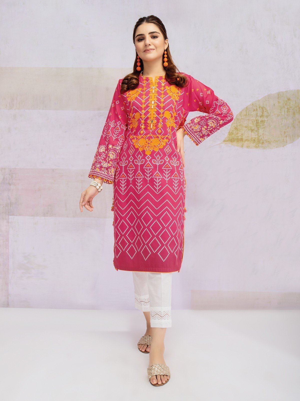 EWU21V8-21726 Unstitched Pink Embroidered Cotton 1 Piece