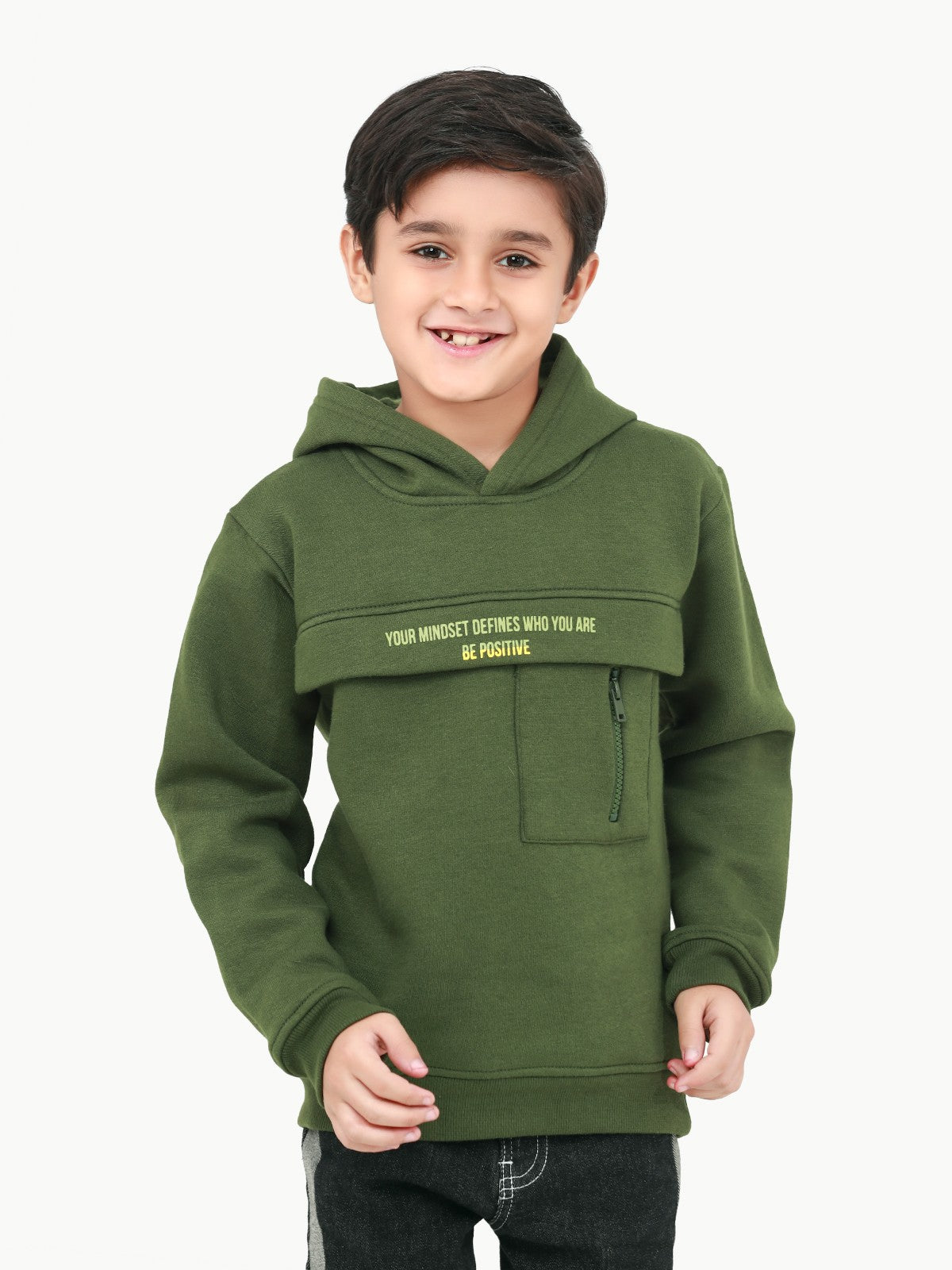 Boy's Army Green Hoodie - EBTH22-017