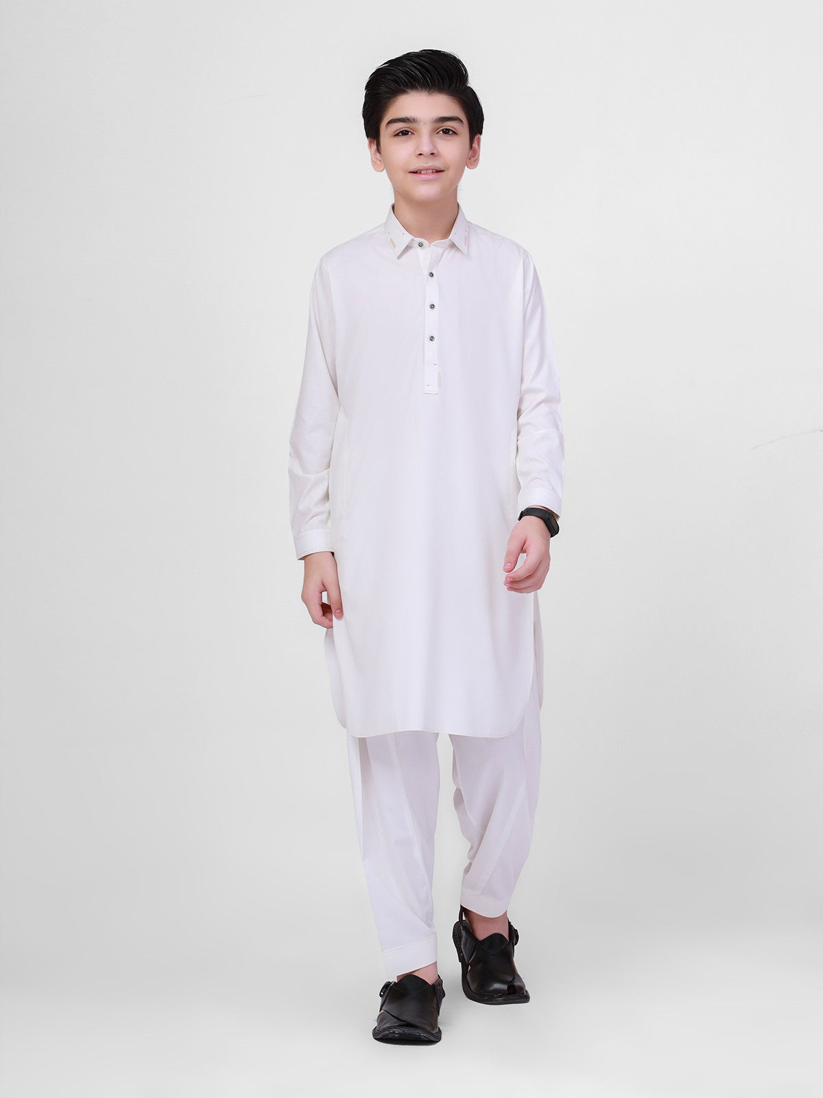 Boy's Off White Kurta Shalwar - EBTKS22-3782