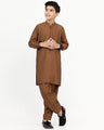 Boy's Brown Kurta Shalwar - EBTKS22-3800