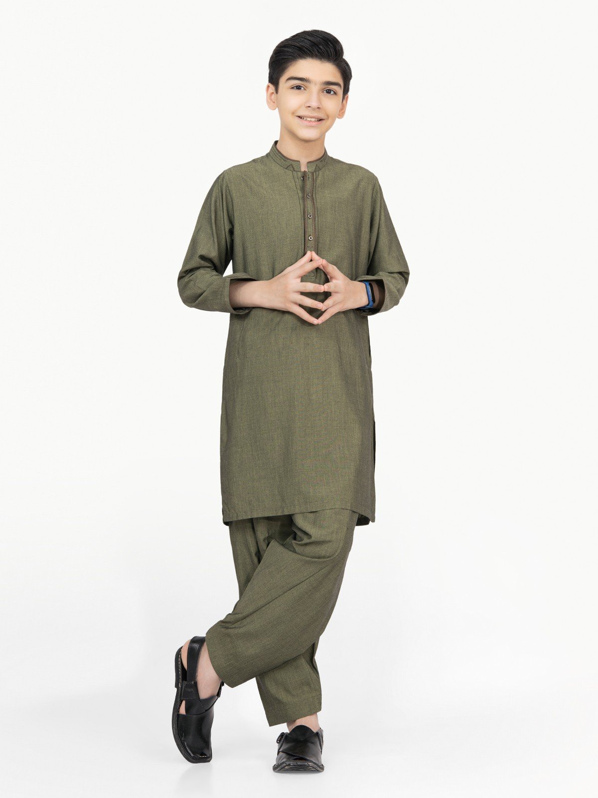 Boy's Green Kurta Shalwar - EBTKS22-3801