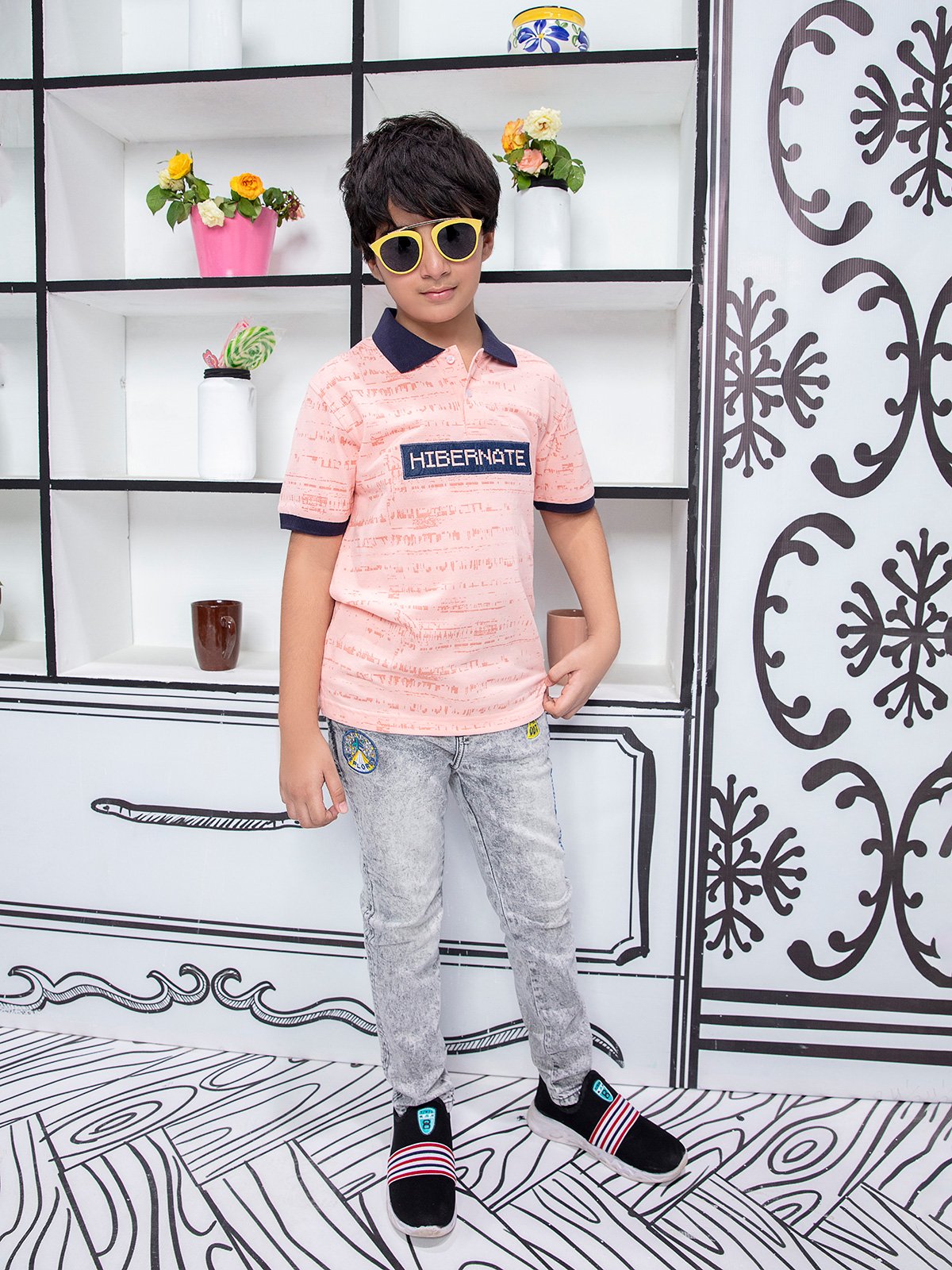 Boy's Coral Pink Polo Shirt - EBTPS21-005