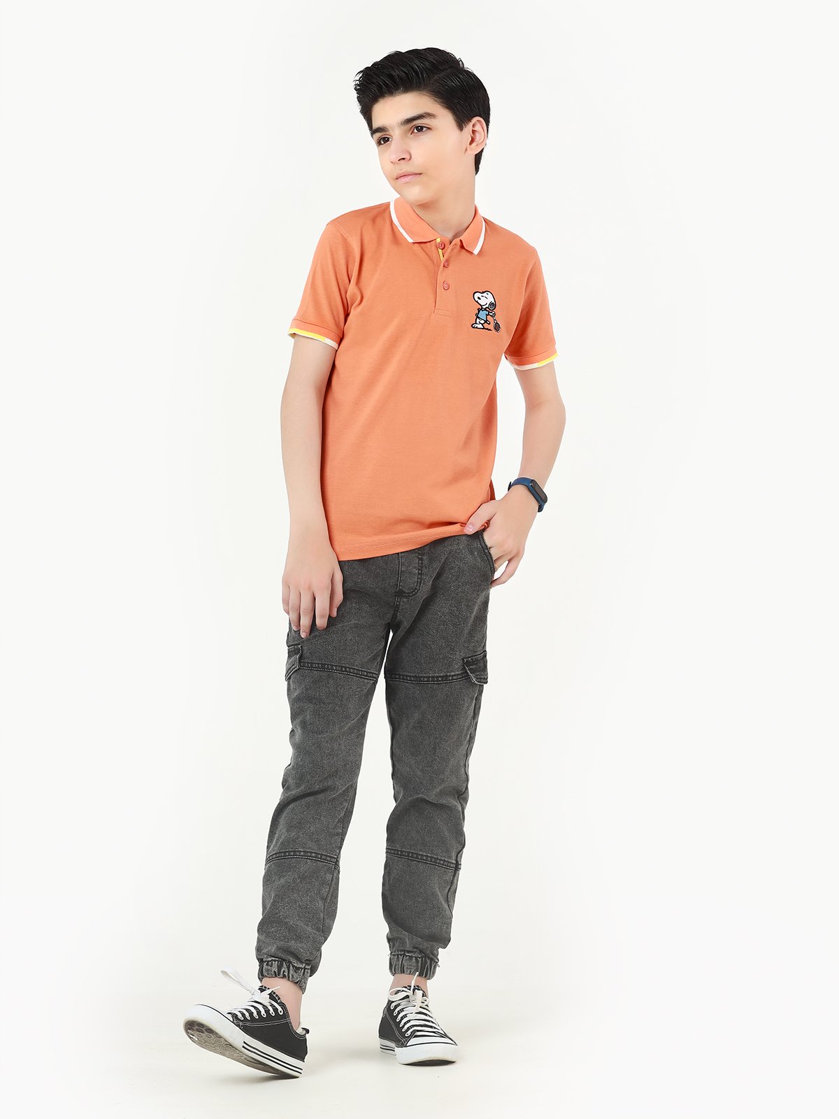 Boy's Peach Polo Shirt - EBTPS22-025