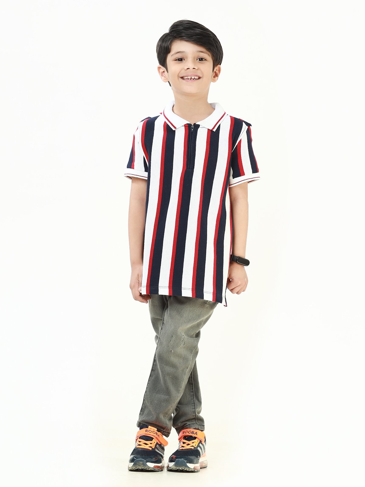 Boy's Navy & White Polo Shirt - EBTPS22-034