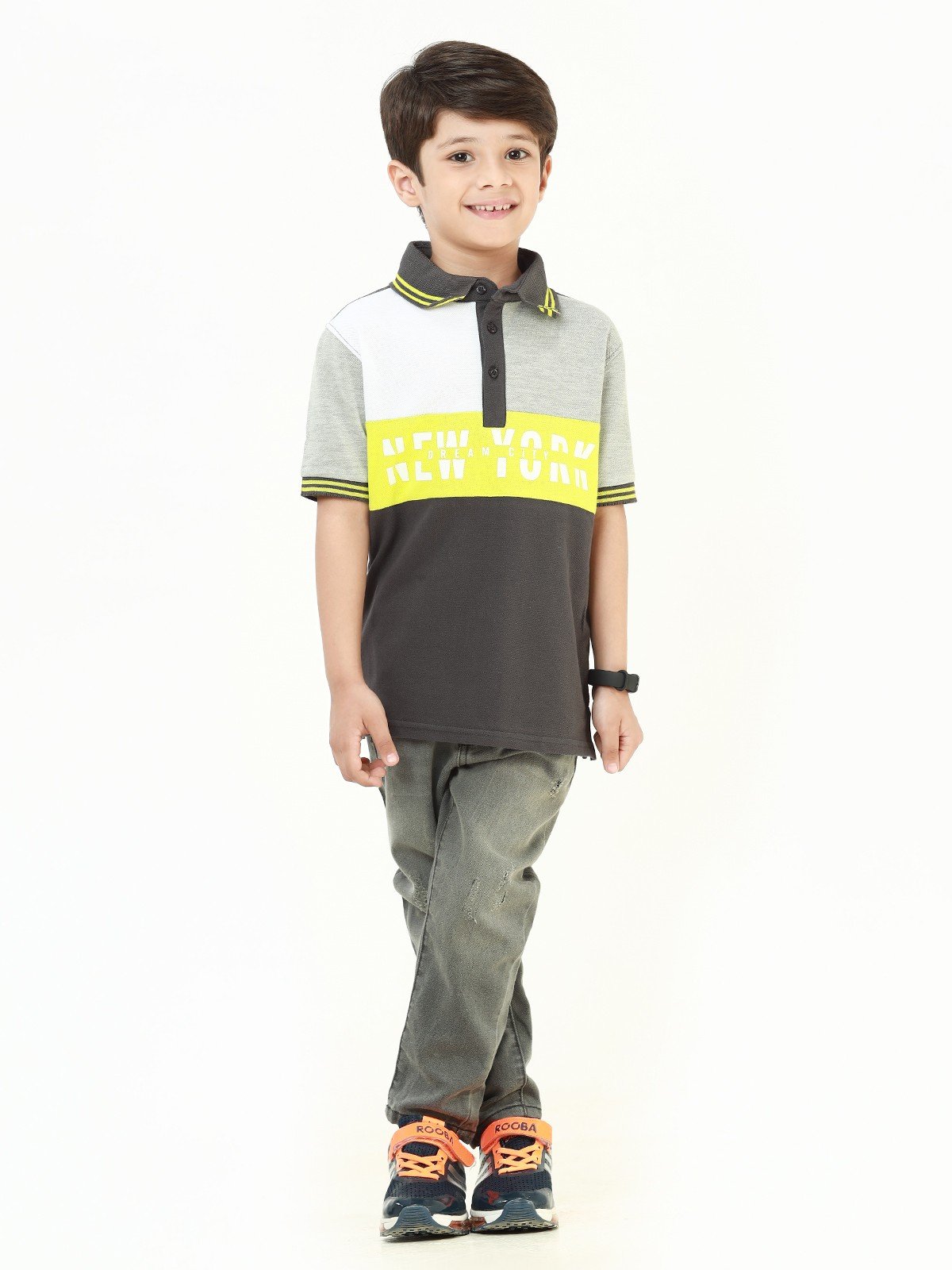 Boy's Charcoal & Heather Grey Polo Shirt - EBTPS22-035