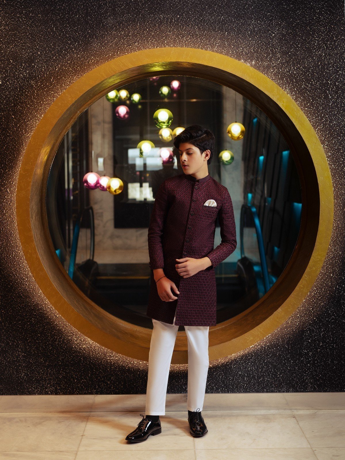 Boy's Burgundy Sherwani - EBTS22-34011