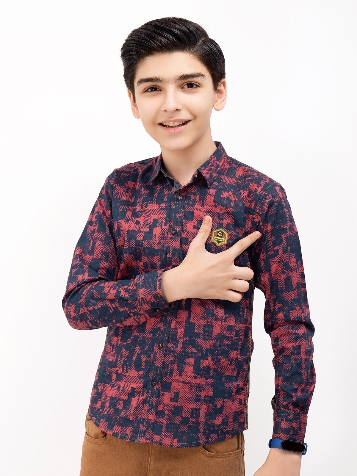 Boy's Blue & Dark Pink Shirt - EBTS22-27382