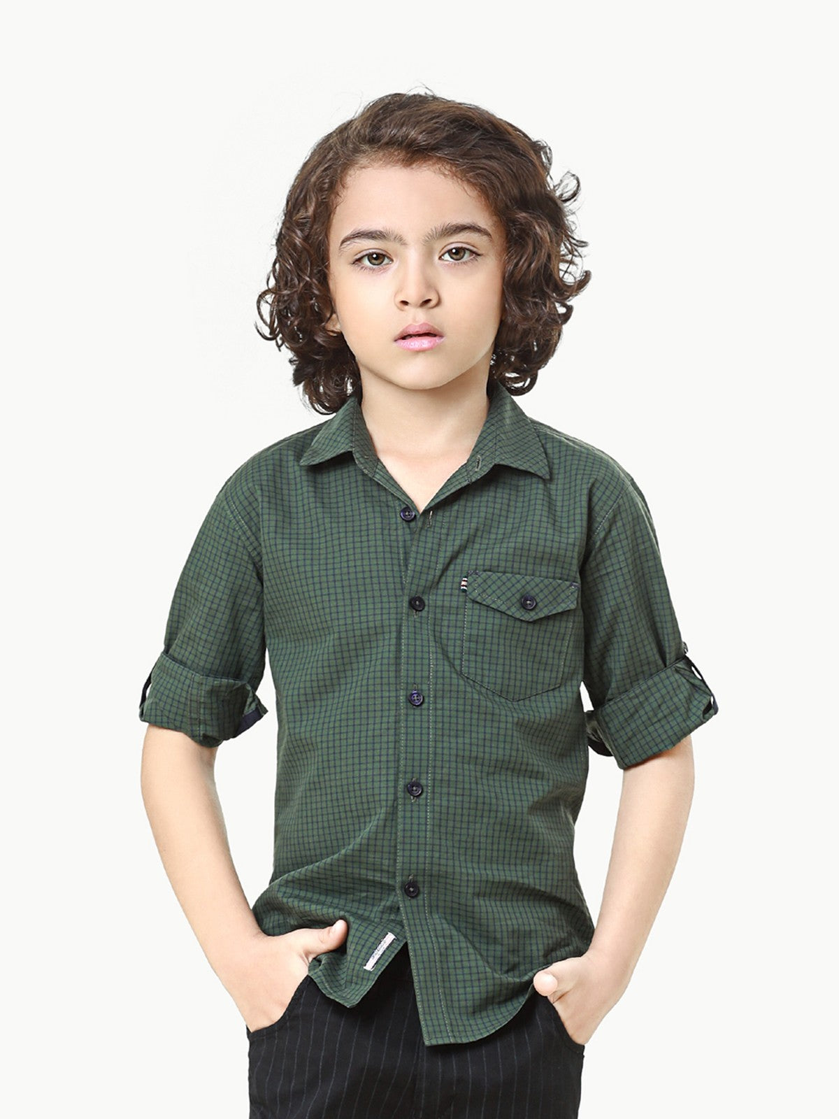 Boy's Dark Green Shirt - EBTS22-27442