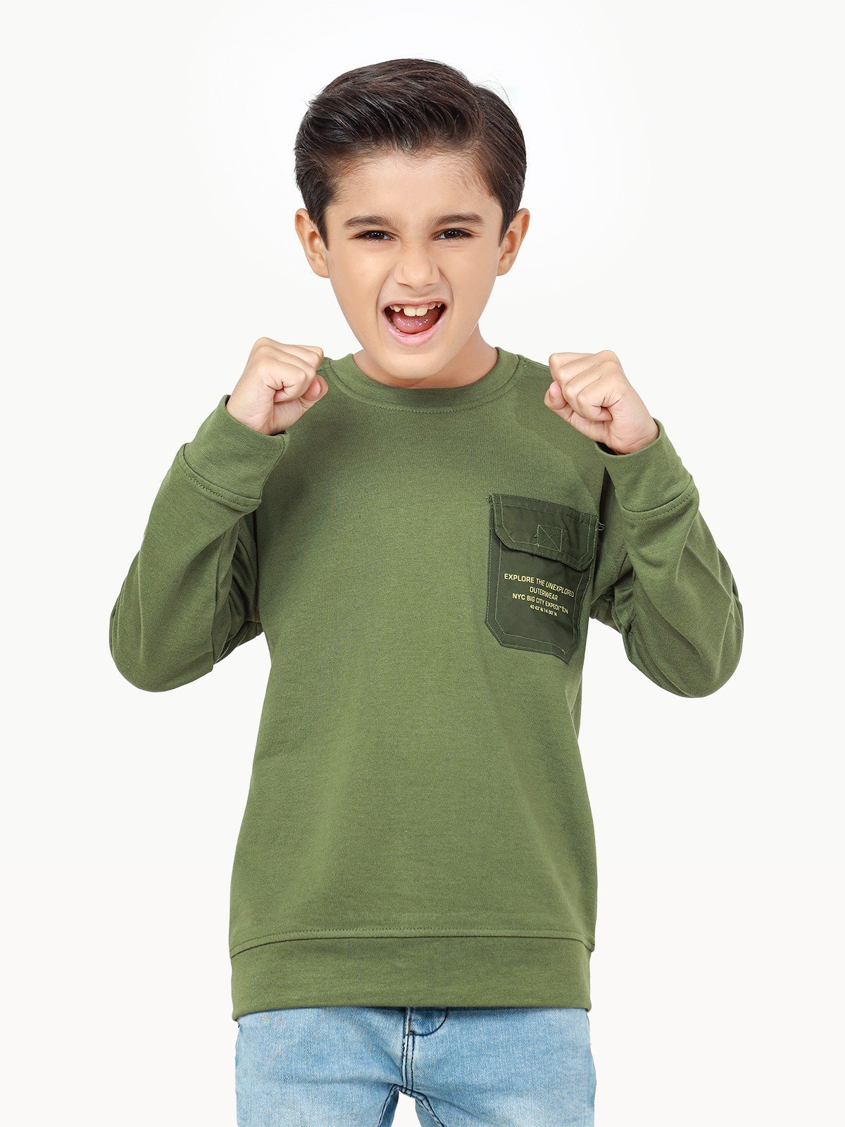 Boy's Olive Green Sweatshirt - EBTSS22-009