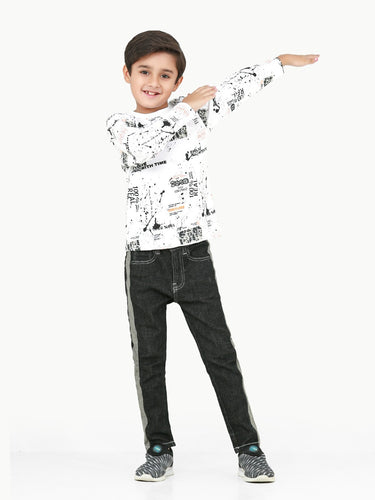 Boy's White Full Sleeve T-Shirt - EBTGF22-009