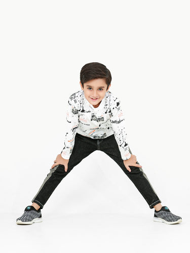 Boy's White Full Sleeve T-Shirt - EBTGF22-009