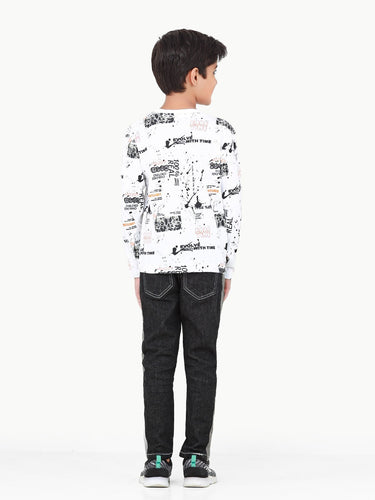 Boy's White Full Sleeve T-Shirt - EBTGF22-009